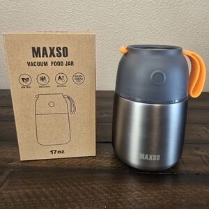 Maxso 17oz Vacuum Food Jar - Gray and Orange